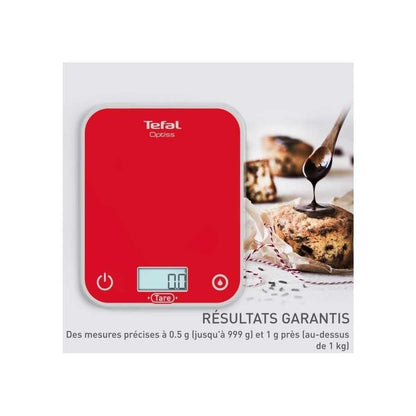 Tefal, Balance de cuisine électronique, Optiss, Écran rétroéclairé facile à lire, Résistance aux rayures, Capacité de 5kg, Blanc, BC50U3V0