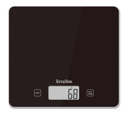 TERRAILLON - T1040 CLASSIC BLACK, Balance de Cuisine électronique, Plateau verre, Tare, Conversions Liquides, Ultra-Fine, Portée 5 kg, Graduation 1g, Noir