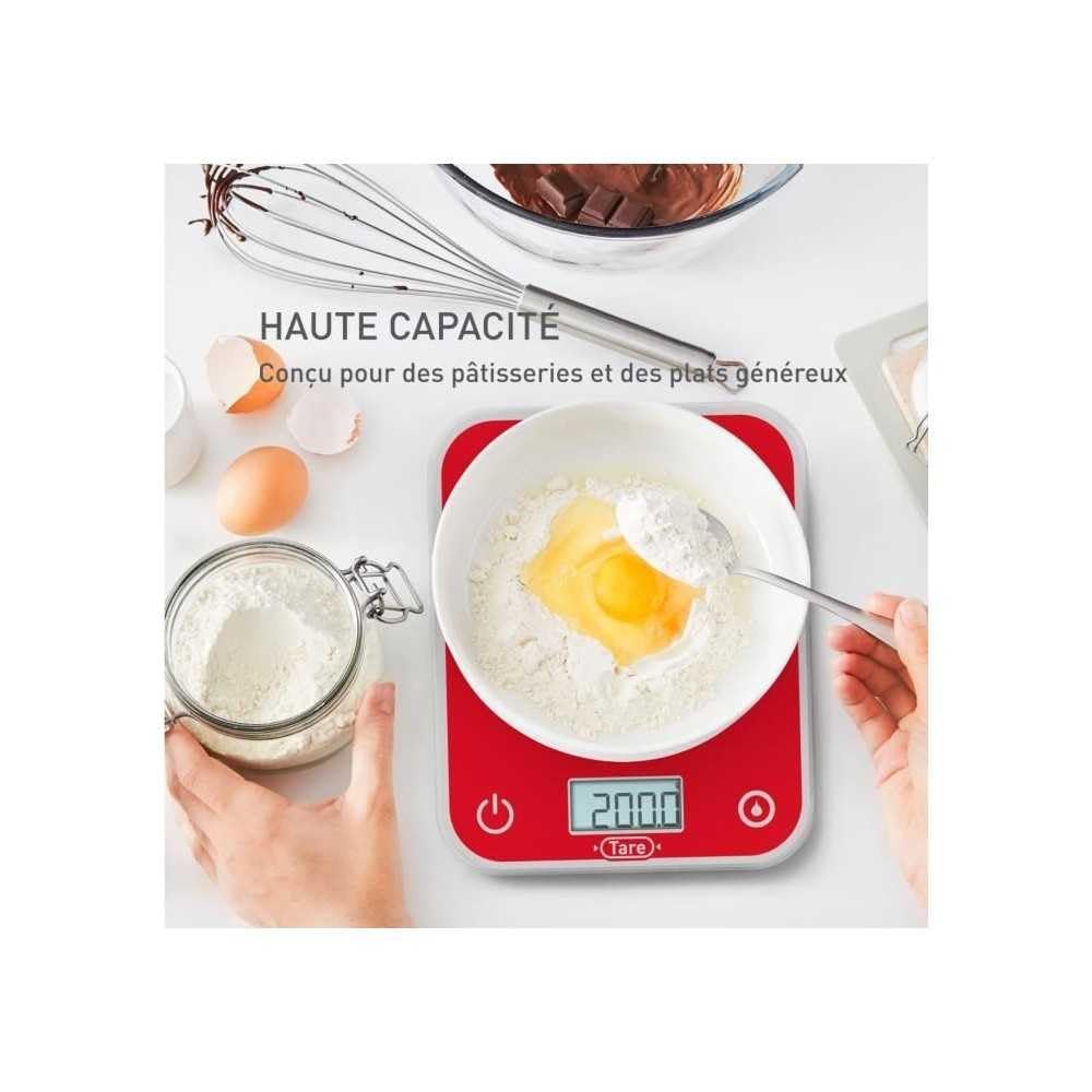 Tefal, Balance de cuisine électronique, Optiss, Écran rétroéclairé facile à lire, Résistance aux rayures, Capacité de 5kg, Blanc, BC50U3V0