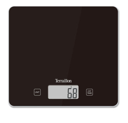 TERRAILLON - T1040 CLASSIC BLACK, Balance de Cuisine électronique, Plateau verre, Tare, Conversions Liquides, Ultra-Fine, Portée 5 kg, Graduation 1g, Noir