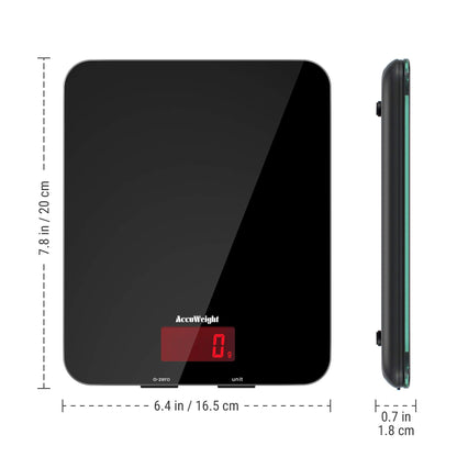 ACCUWEIGHT 201 Balance de cuisine numérique avec plate-forme en verre trempé Balance électronique pour aliments avec écran LCD, rétroéclairé pour bureau, pâtisserie, cuisine, 5 kg/11 lb