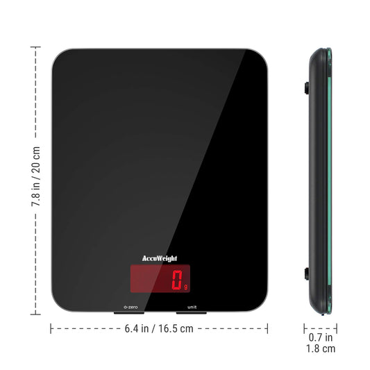 ACCUWEIGHT 201 Balance de cuisine numérique avec plate-forme en verre trempé Balance électronique pour aliments avec écran LCD, rétroéclairé pour bureau, pâtisserie, cuisine, 5 kg/11 lb