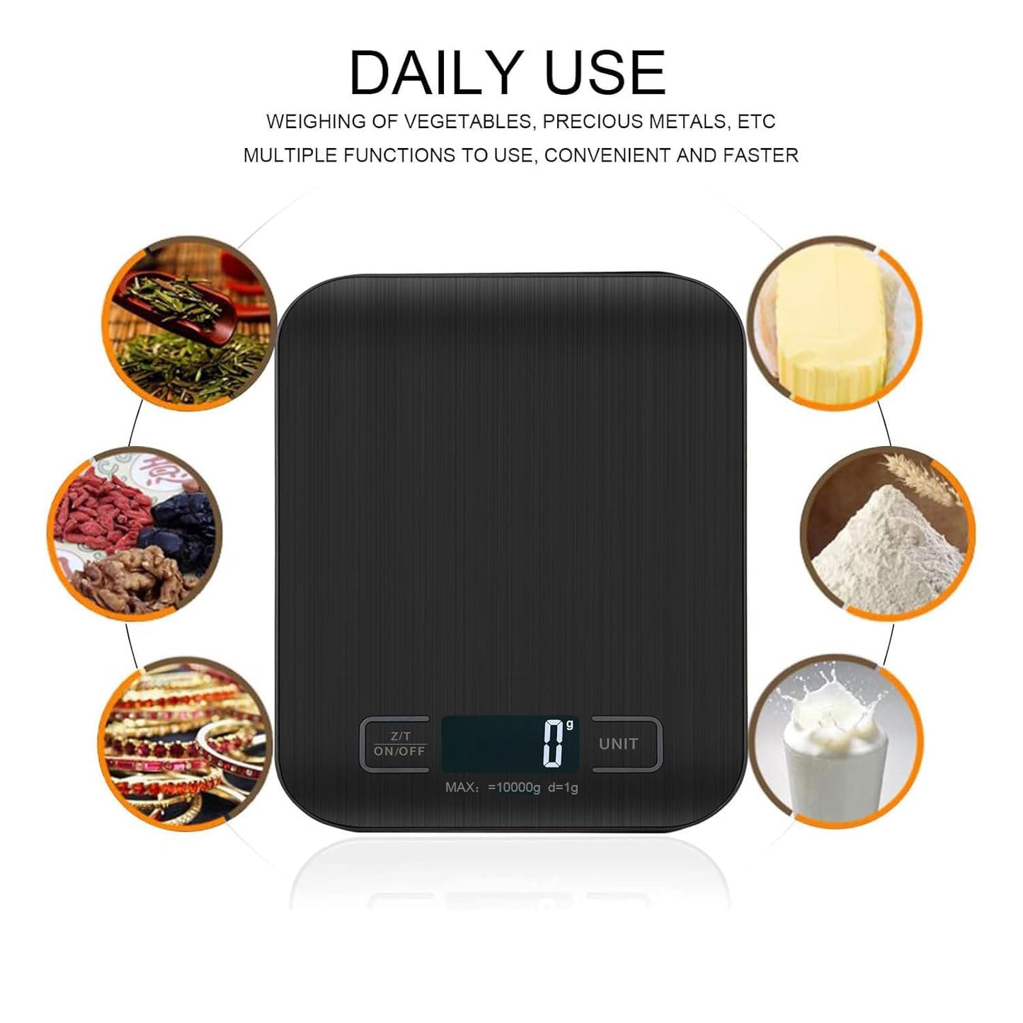 Balance De Cuisine NuméRiques, Balances NuméRiques Professionnelles 10 kg - Mesure PréCise Jusqu'à 1g,Balances De Cuisine éLectroniques Avec éCran Lcd, Fonction Tare. (Noir)