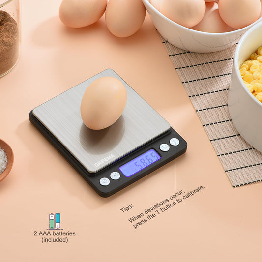 GRIFEMA GA2003 Balance de Cuisine Électronique 0,05-500g, Précision 0,01g, Plateau 10x10cm Acier Inoxydable, Écran LCD Rétroéclairé, 6 Unités de Mesure, Fonction Tare