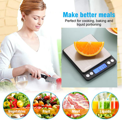 GRIFEMA GA2003 Balance de Cuisine Électronique 0,05-500g, Précision 0,01g, Plateau 10x10cm Acier Inoxydable, Écran LCD Rétroéclairé, 6 Unités de Mesure, Fonction Tare