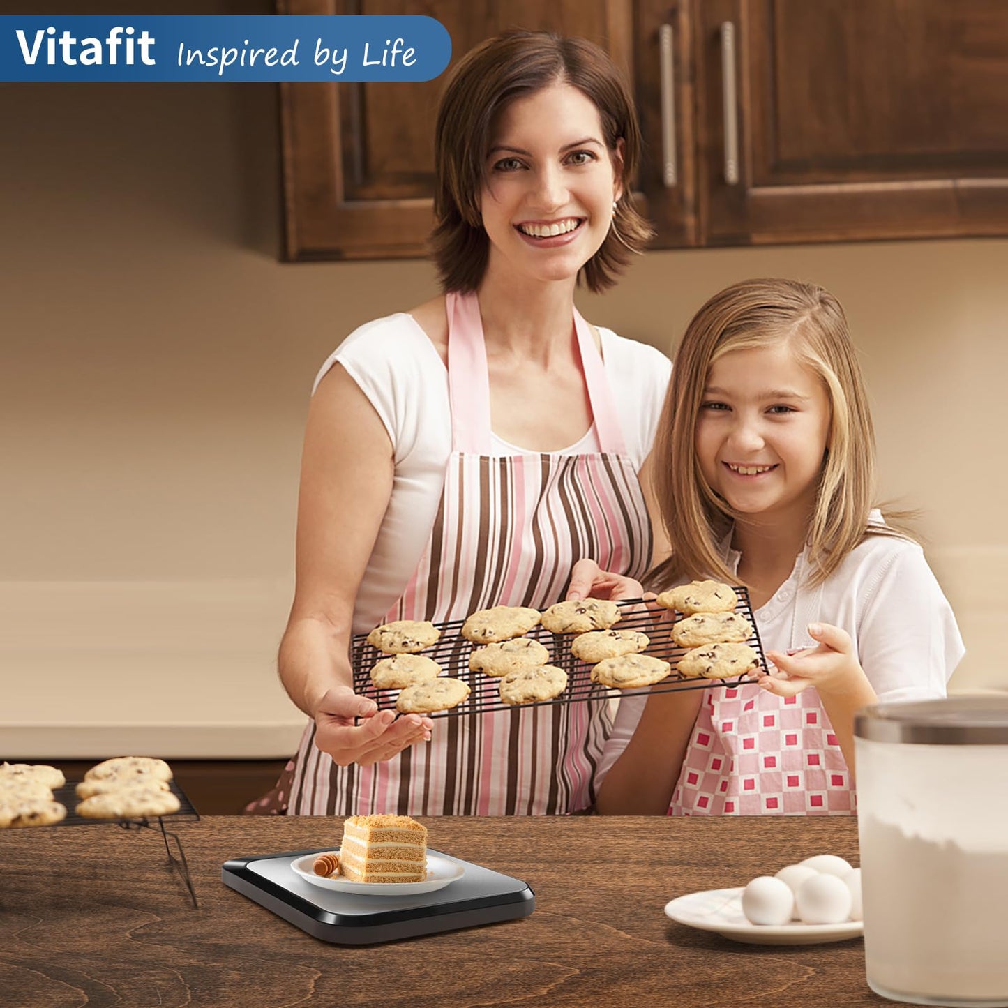 Vitafit 10kg Balance de cuisine numérique, Professionnelle de Pesage Depuis 2001, 6 Unités et Fonction Tare Acier Inoxydable Smart Digital Balance de Alimentaire Multifonctionnel,Noir