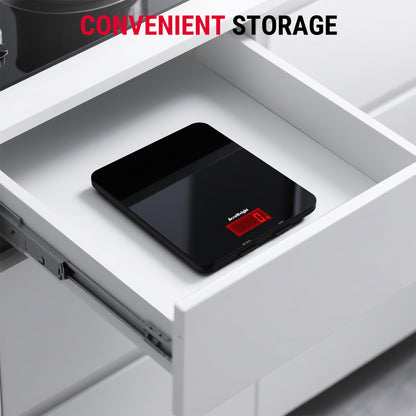 ACCUWEIGHT 201 Balance de cuisine numérique avec plate-forme en verre trempé Balance électronique pour aliments avec écran LCD, rétroéclairé pour bureau, pâtisserie, cuisine, 5 kg/11 lb